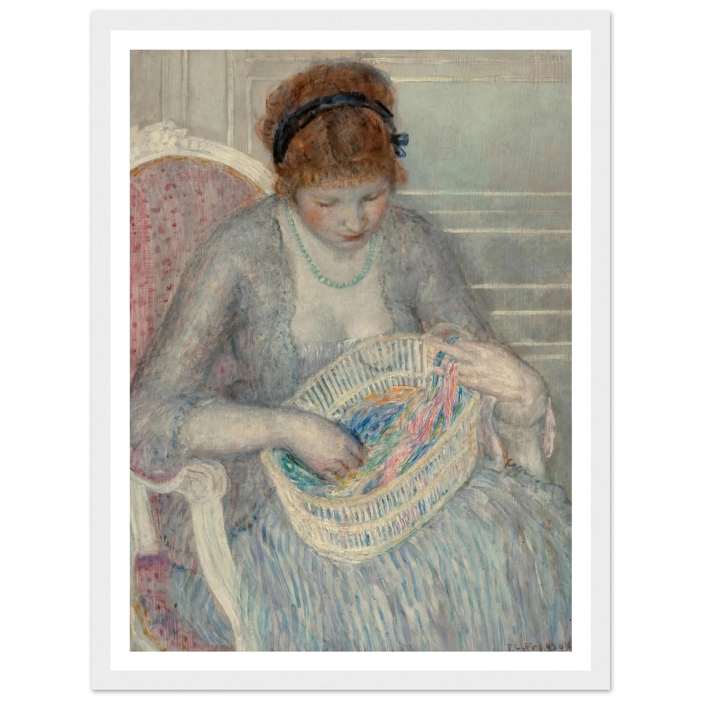 Girl with a Basket of Ribbons (1915) Art Print | Frederick Carl Frieseke-Quipham Collections