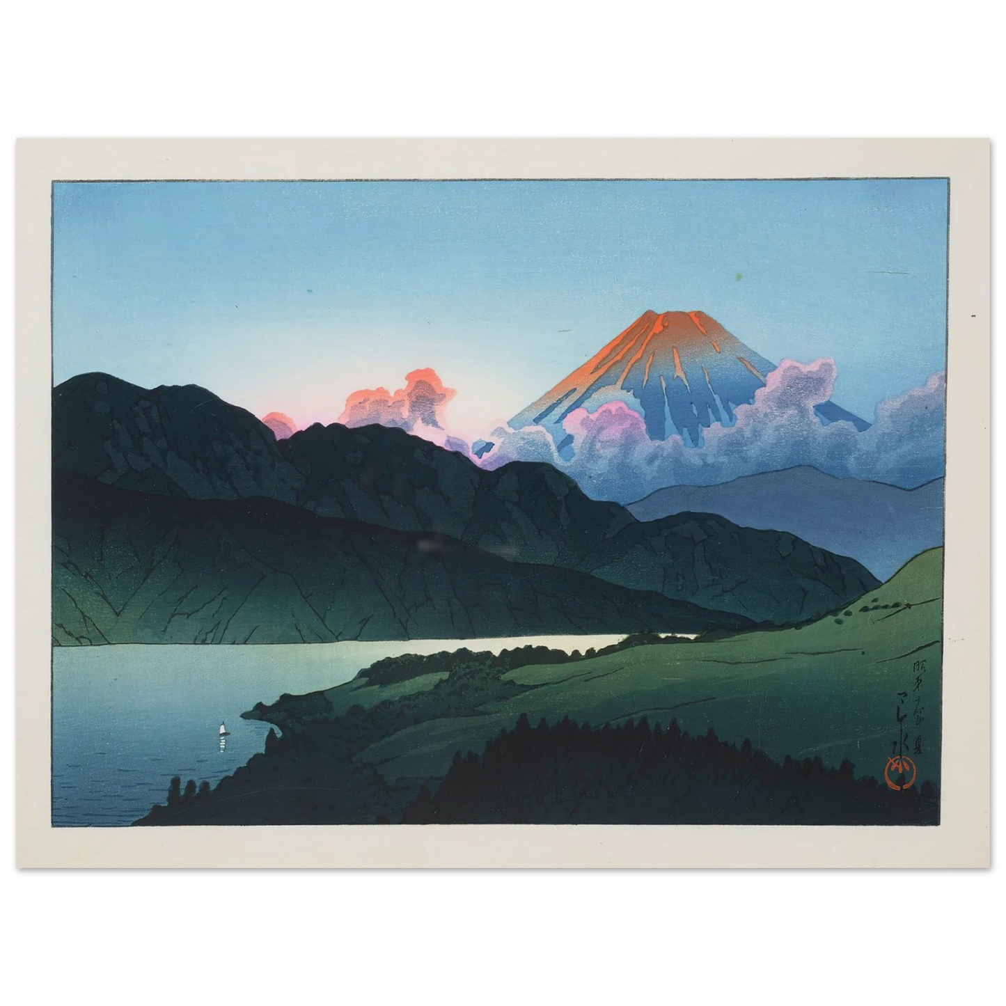Evening of Mount Fuji from Lake Ashino-ko (1935) Art Print | Kawase Hasui-Quipham Collections