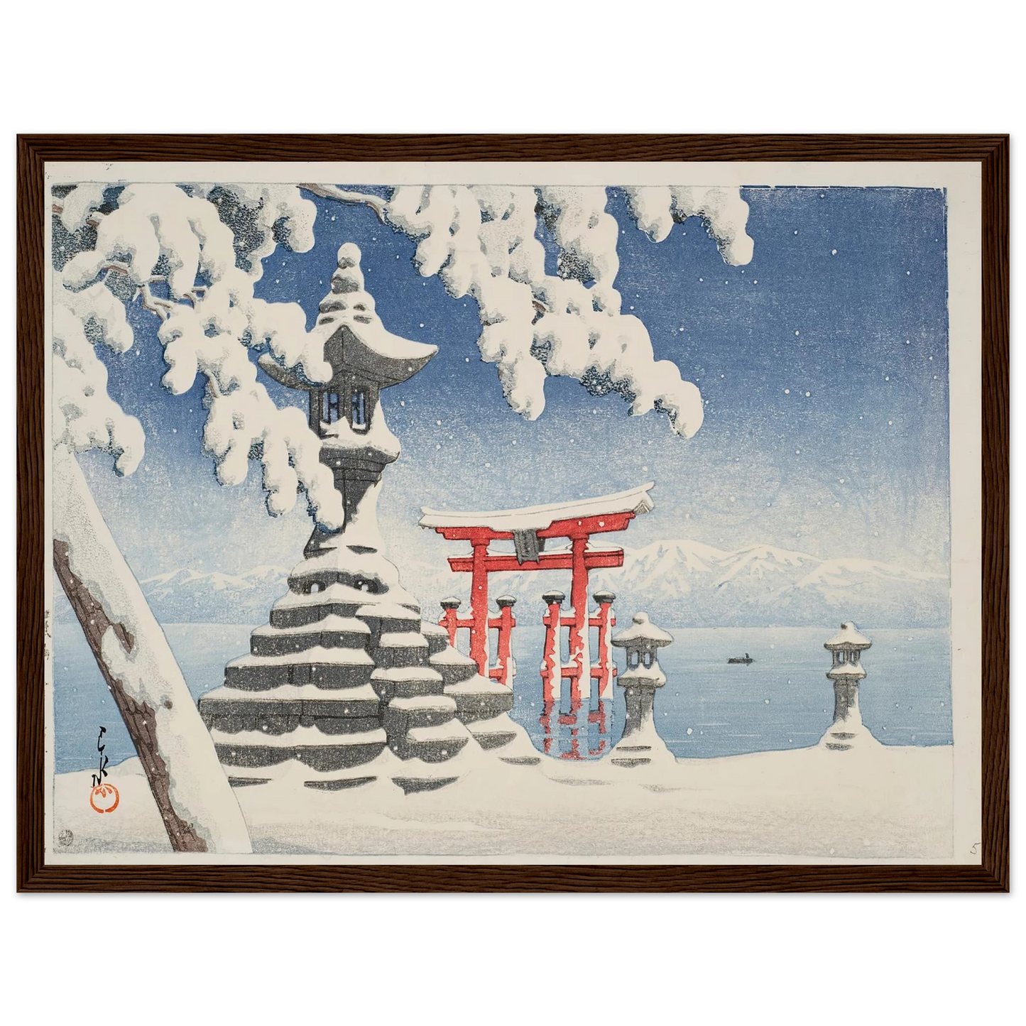 Itsukushima no yuki (Snow at Itsukushima) (1932) Art Print | Kawase Hasui-Quipham Collections