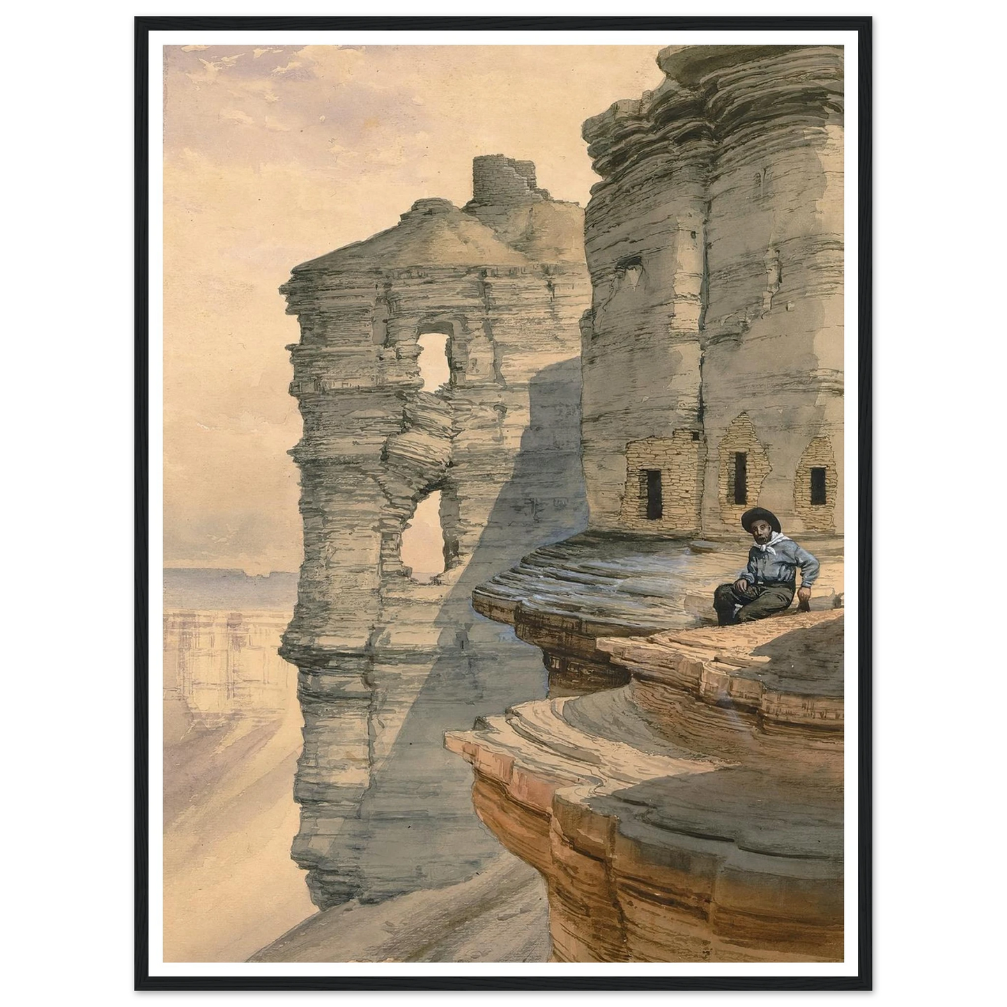 Cliff Houses On The Rio Mancos, Colorado (1878) Art Print | William Henry Holmes-Quipham Collections