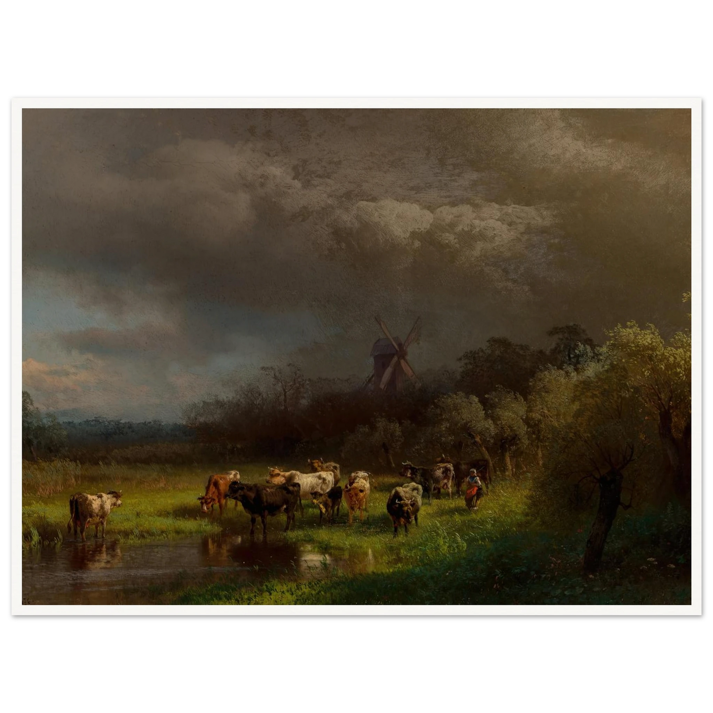 Landscape with a Windmill (1876) Art Print | Hermann Ottomar Herzog-Quipham Collections