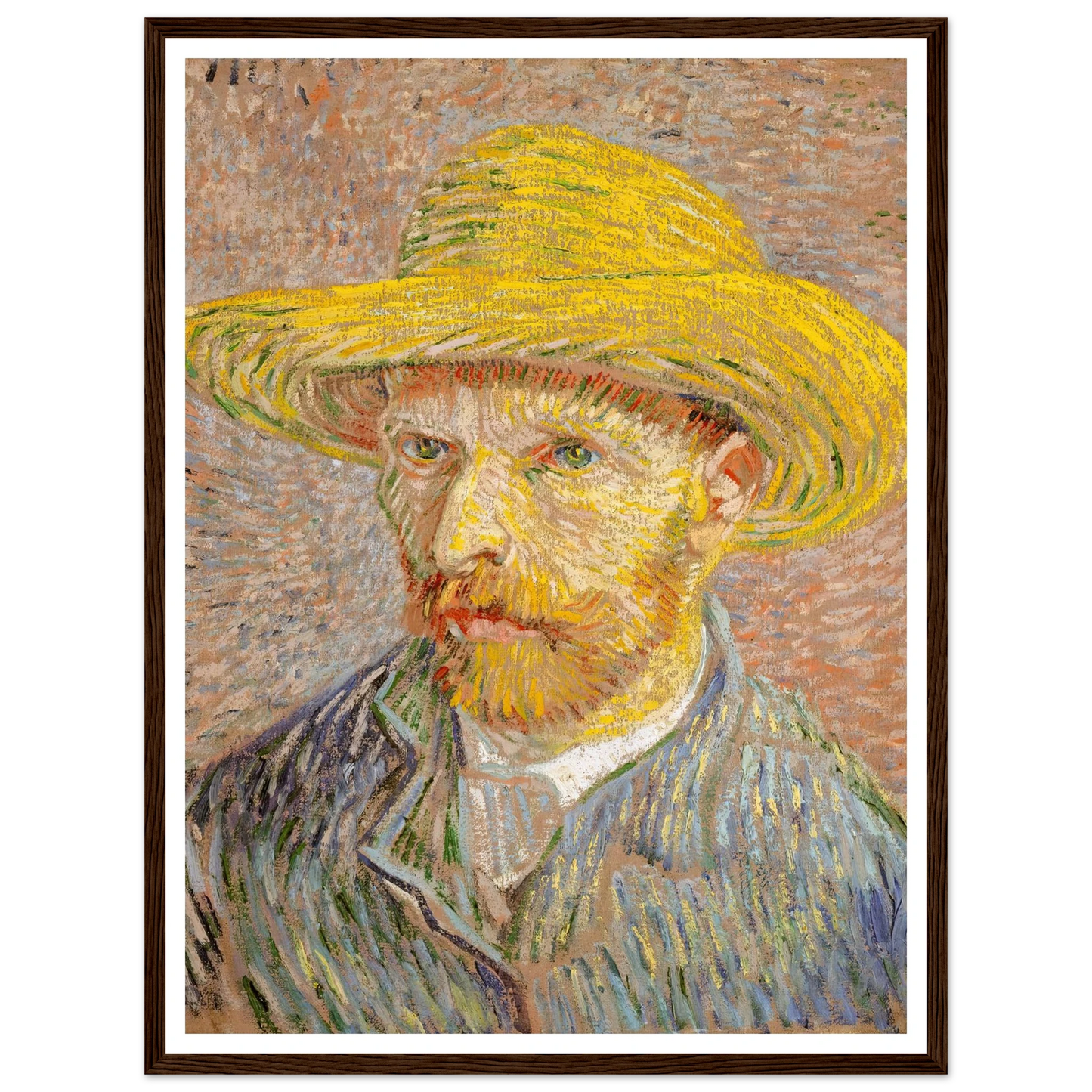 Self-Portrait with a Straw Hat (1887) Art Print | Vincent van Gogh-Quipham Collections