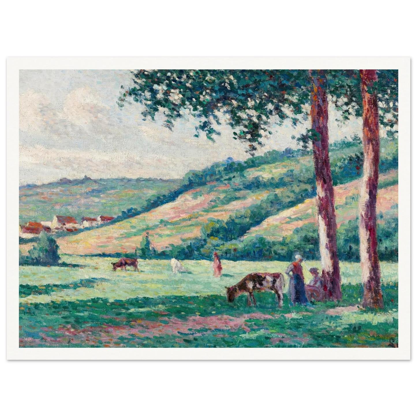Paysage aux bergères et vachers (circa 1900) Art Print | Maximilien Luce-Quipham Collections