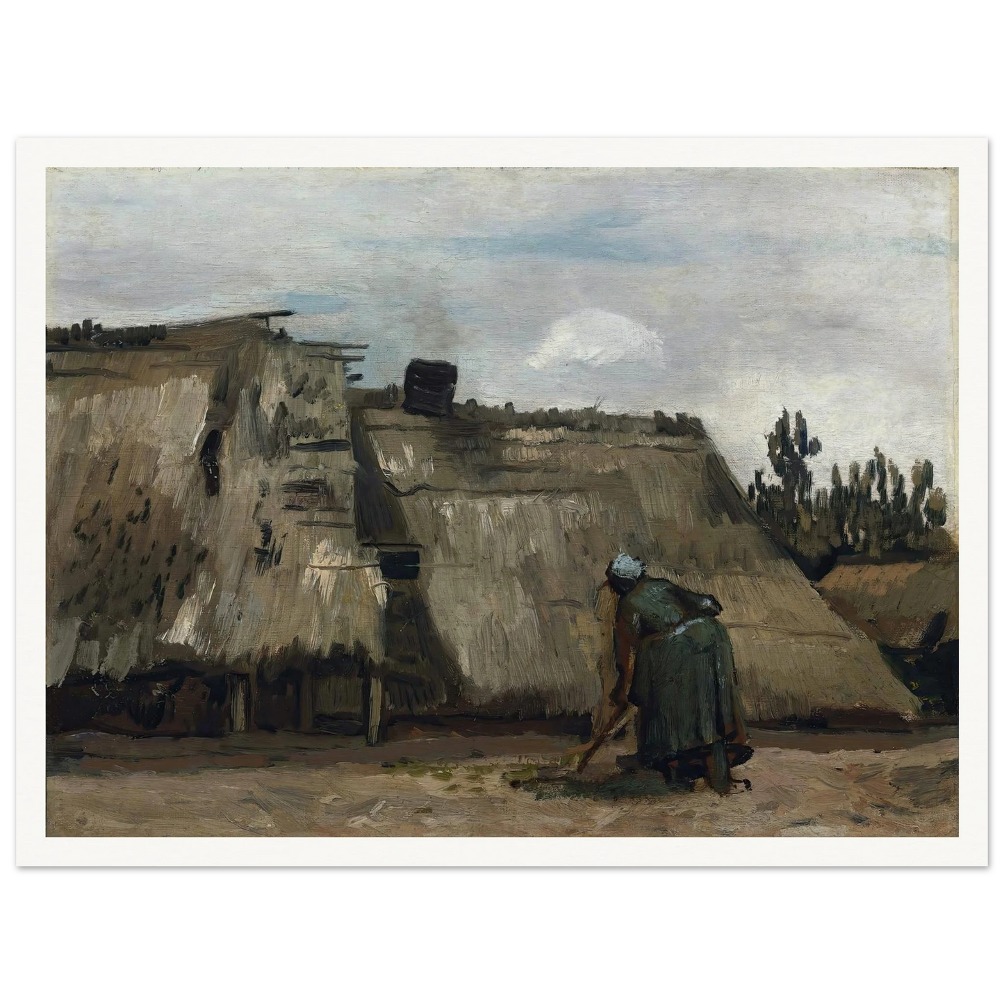 A Peasant Woman Digging in Front of Her Cottage (c. 1885) Art Print | Vincent van Gogh-Quipham Collections