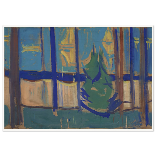Beach Landscape with Trees and Boats (1905–06) Art Print | Edvard Munch - Framed Poster - 30x40 cm / 12x16″ - Black frame