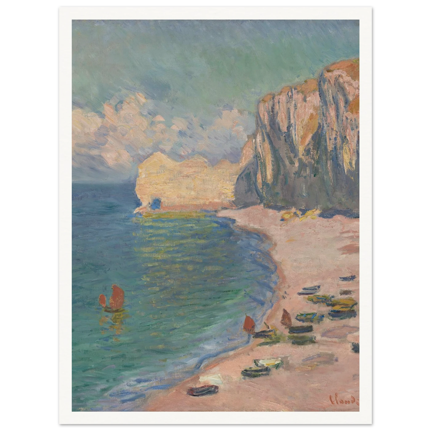 Étretat, The Beach and the Falaise d’Amont (1885) Art Print | Claude Monet-Quipham Collections