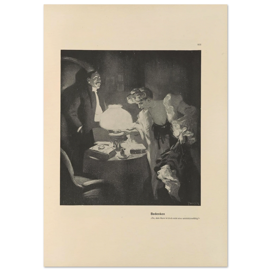 Bedenken (1908) Art Print | Ferdinand Freiherr von Reznicek - Framed Poster - 30x40 cm / 12x16″ - Black frame