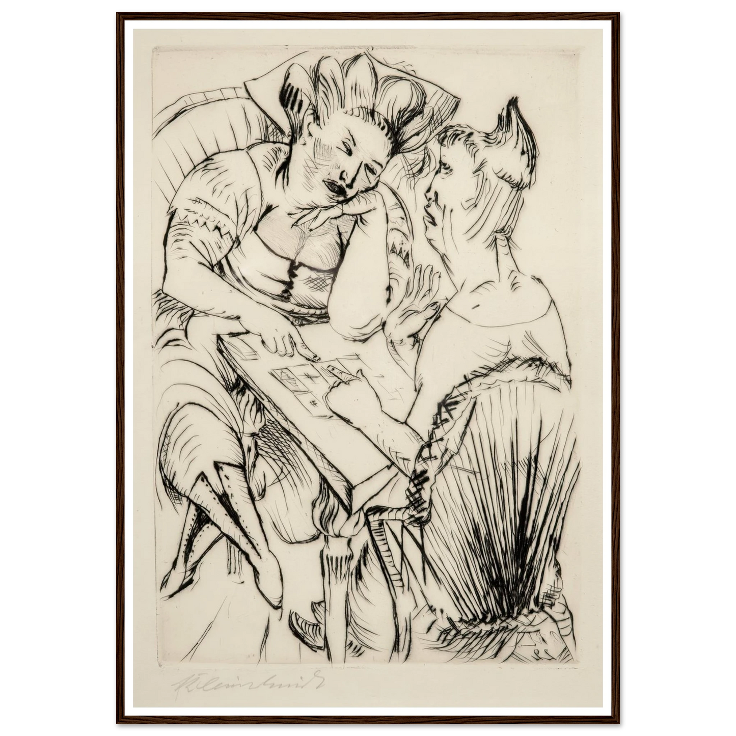 Bei der Kartenlegerin (1922) Art Print | Paul Kleinschmidt - Framed Poster - 30x40 cm / 12x16″ - Black frame