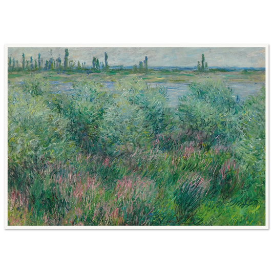 Berges De La Seine Près De Vétheuil (1881) Art Print | Claude Monet - Framed Poster - 30x40 cm / 12x16″ - Black frame