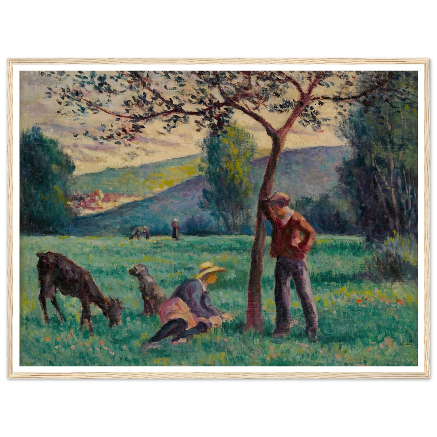 Bessy-cur-Cure, paysage au pommier Art Print | Maximilien Luce - Framed Poster - 30x40 cm / 12x16″ - Black frame