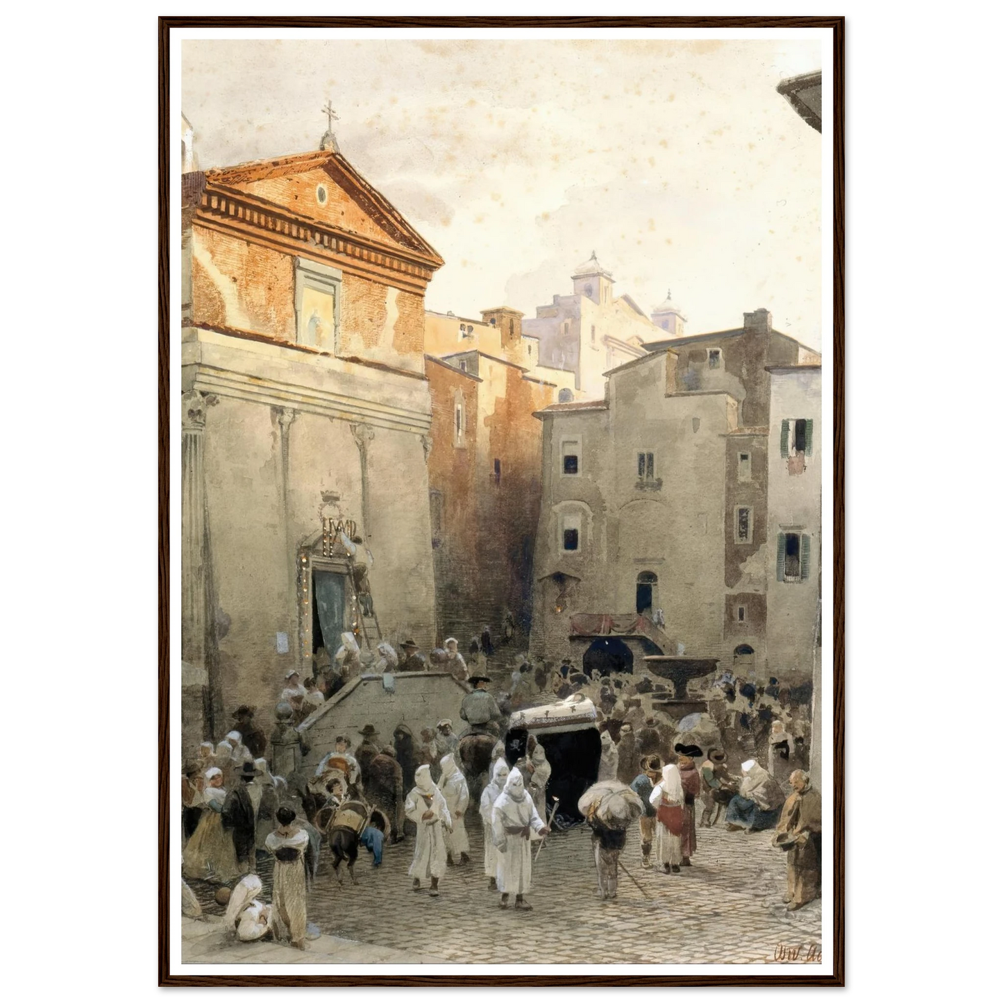 Funeral in Palestrina (circa 1857) Art Print | Oswald Achenbach-Quipham Collections