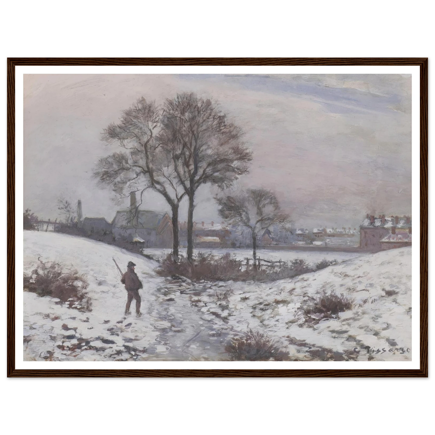 Chasseur en hiver, paysage à Norwood (1870) Art Print | Camille Pissarro-Quipham Collections