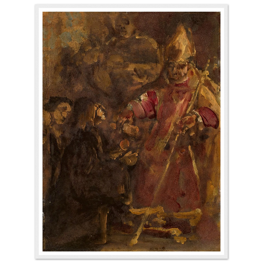 Bishop Lubrański establishes the Ecclesiastical Academy in Poznań, sketch (1886) Art Print | Jan Matejko - Framed Poster - 30x40 cm / 12x16″ - Black frame