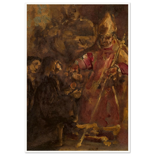 Bishop Lubrański establishes the Ecclesiastical Academy in Poznań, sketch (1886) Art Print | Jan Matejko - Framed Poster - 30x40 cm / 12x16″ - Black frame