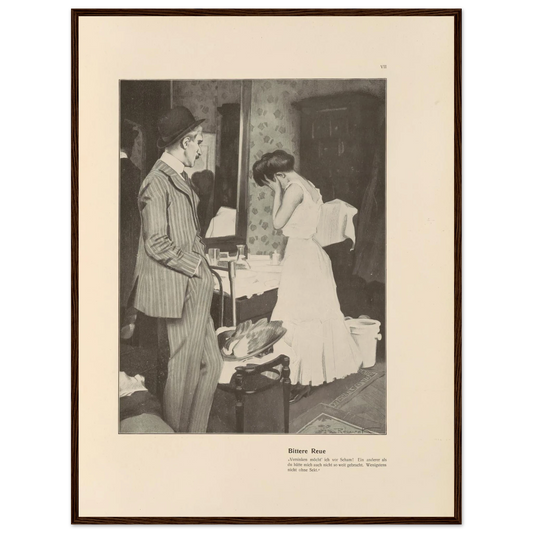 Bittere Reue (1908) Art Print | Ferdinand Freiherr von Reznicek - Framed Poster - 30x40 cm / 12x16″ - Black frame