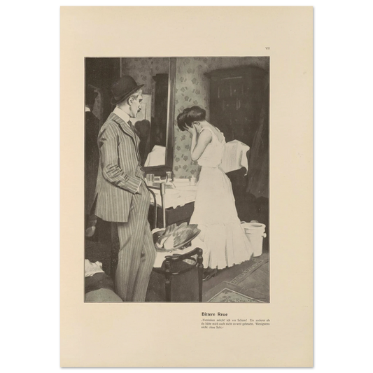 Bittere Reue (1908) Art Print | Ferdinand Freiherr von Reznicek - Framed Poster - 30x40 cm / 12x16″ - Black frame