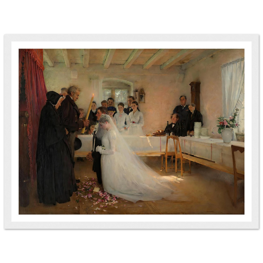 Blessing of the Young Couple Before Marriage (1880–1881) Art Print | Pascal Adolphe Jean Dagnan Bouveret - Framed Poster - 30x40 cm / 12x16″ - Black frame