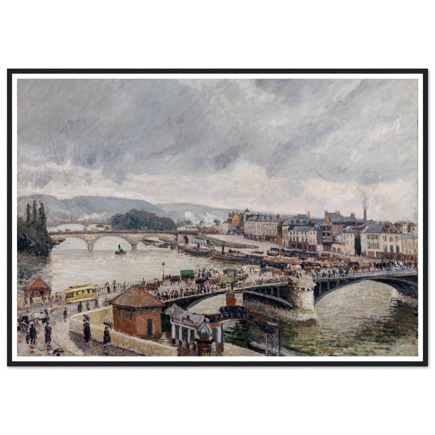 Blick auf die Grosse Brücke zu Rouen bei Regenstimmung (1896) Art Print | Camille Pissarro - Framed Poster - 30x40 cm / 12x16″ - Black frame