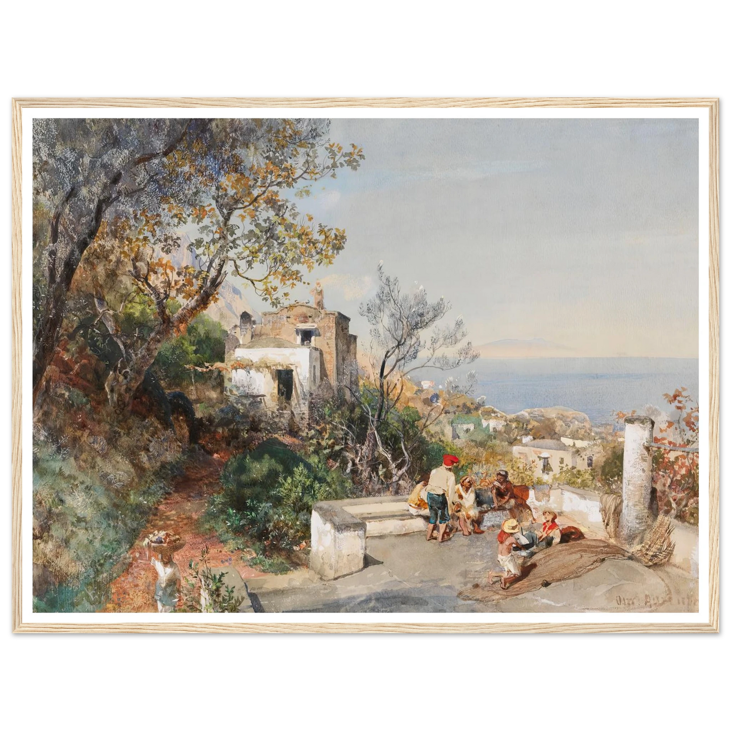 Blick über die Bucht von Neapel (1880) Art Print | Oswald Achenbach - Framed Poster - 30x40 cm / 12x16″ - Black frame