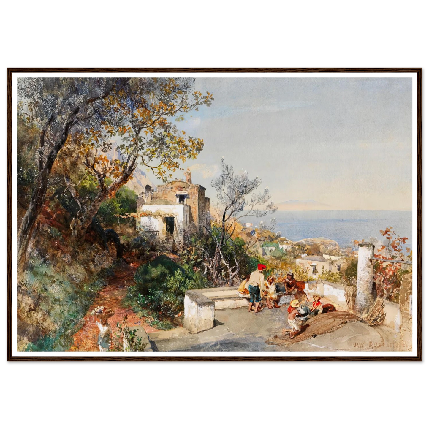 Blick über die Bucht von Neapel (ca.1880) Art Print | Oswald Achenbach - Framed Poster - 30x40 cm / 12x16″ - Black frame