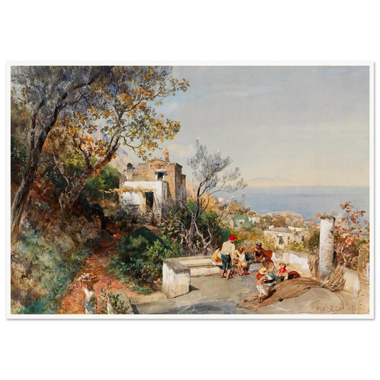 Blick über die Bucht von Neapel (ca.1880) Art Print | Oswald Achenbach - Framed Poster - 30x40 cm / 12x16″ - Black frame