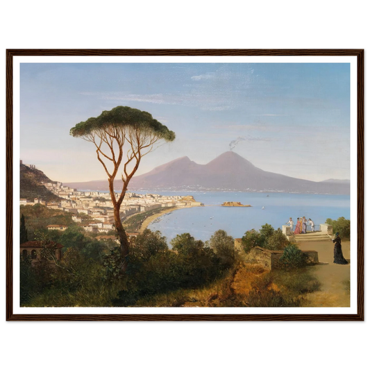 Blick vom Posillipo auf die weite Bucht von Neapel mit rauchendem Vesuv (Ca. 1850) Art Print | Albert Zimmermann - Framed Poster - 30x40 cm / 12x16″ - Black frame