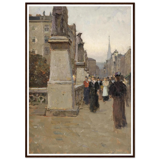Blick vom rechten Brückenkopf der Elisabethbrücke gegen die Kärntnerstrasse (1895) Art Print | Carl Moll - Framed Poster - 30x40 cm / 12x16″ - Black frame
