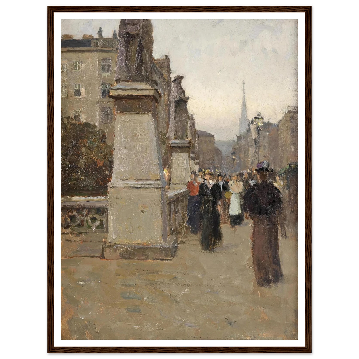 Blick vom rechten Brückenkopf der Elisabethbrücke gegen die Kärntnerstrasse (1895) Art Print | Carl Moll - Framed Poster - 30x40 cm / 12x16″ - Black frame