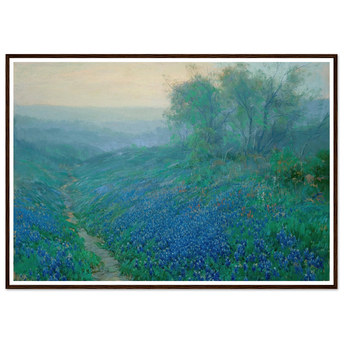 Bluebonnets at Dawn, North of San Antonio (1915) Art Print | Julian Onderdonk - Framed Poster - 30x40 cm / 12x16″ - Black frame