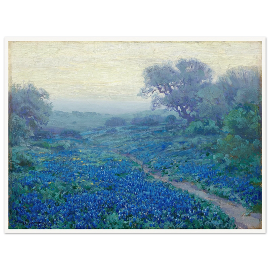 Bluebonnets at Sunrise (1917) Art Print | Julian Onderdonk - Framed Poster - 30x40 cm / 12x16″ - Black frame