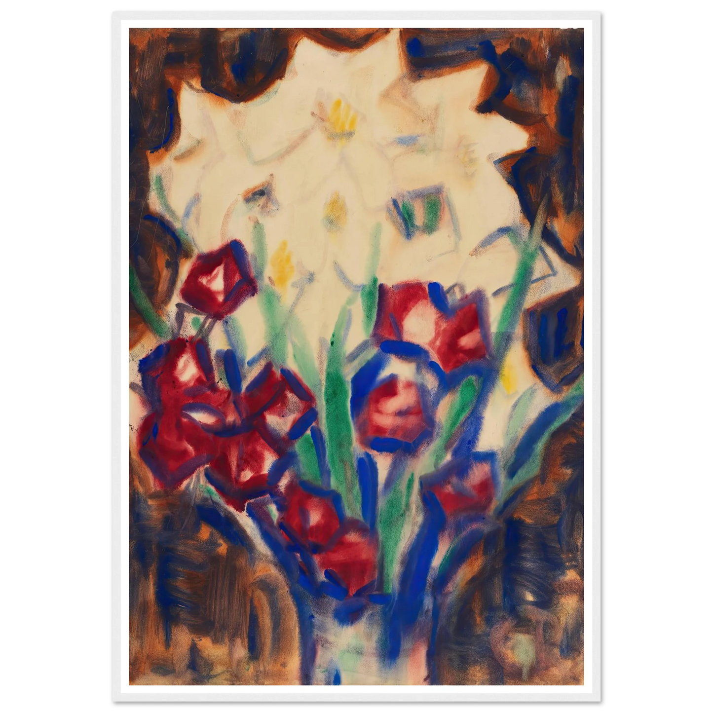 Blumenstillleben (Um 1916) Art Print | Christian Rohlfs - Framed Poster - 30x40 cm / 12x16″ - Black frame