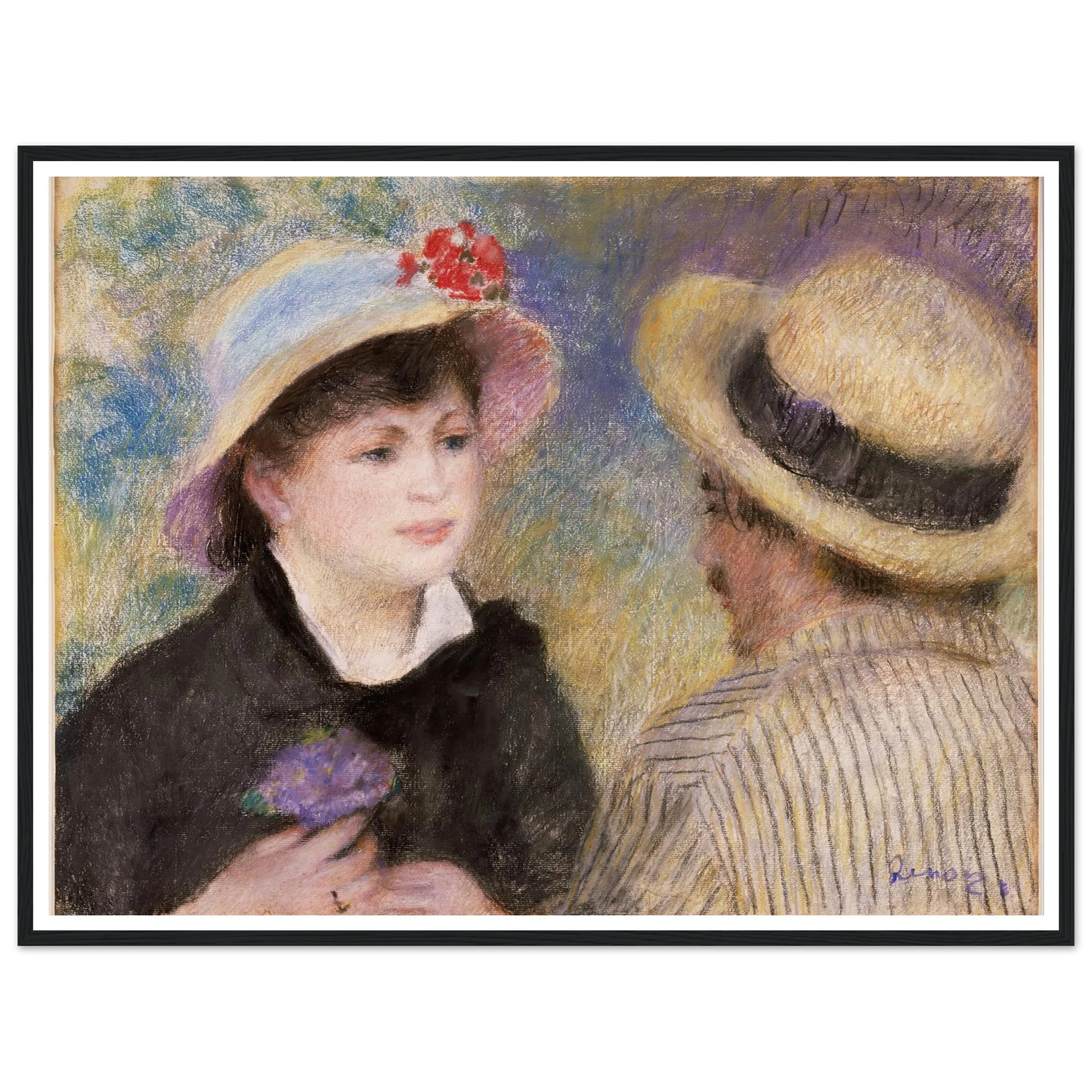 Boating Couple (said to be Aline Charigot and Renoir) (1881) Art Print | Pierre Auguste Renoir - Framed Poster - 30x40 cm / 12x16″ - Black frame