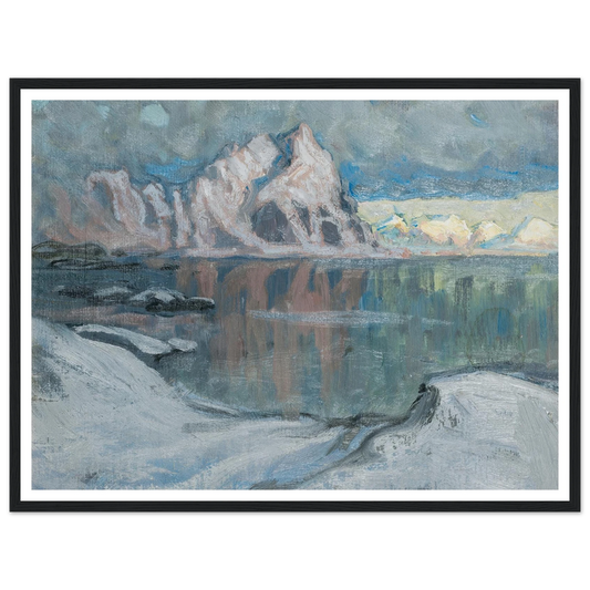 Boats between the Mountains. Study from Lofoten (1910) Art Print | Anna Boberg - Framed Poster - 30x40 cm / 12x16″ - Black frame