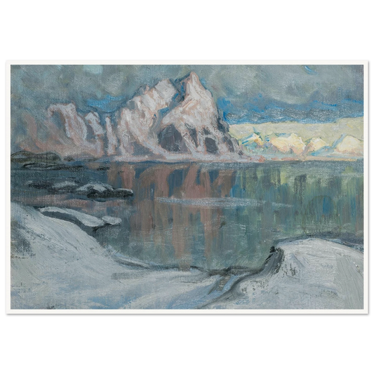 Boats between the Mountains. Study from Lofoten (1910) Art Print | Anna Boberg - Framed Poster - 30x40 cm / 12x16″ - Black frame