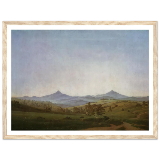 Bohemian Landscape with Mount Milleschauer (1809) Art Print | Caspar David Friedrich - Framed Poster - 30x40 cm / 12x16″ - Black frame