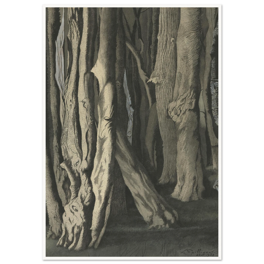 Bomen (Knoestige boomstammen) (1938) Art Print | Leon Spilliaert - Framed Poster - 30x40 cm / 12x16″ - Black frame