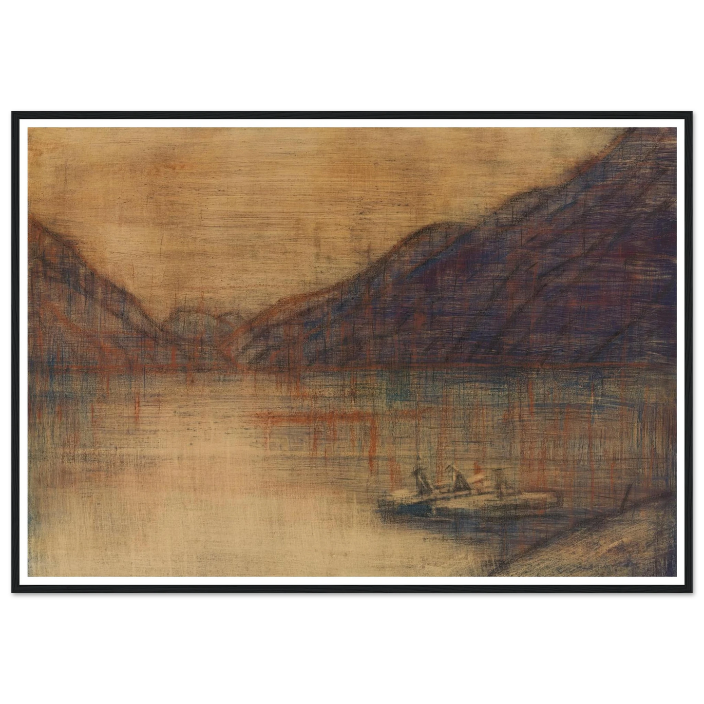 Boot auf dem Lago Maggiore (1934) Art Print | Christian Rohlfs - Framed Poster - 30x40 cm / 12x16″ - Black frame