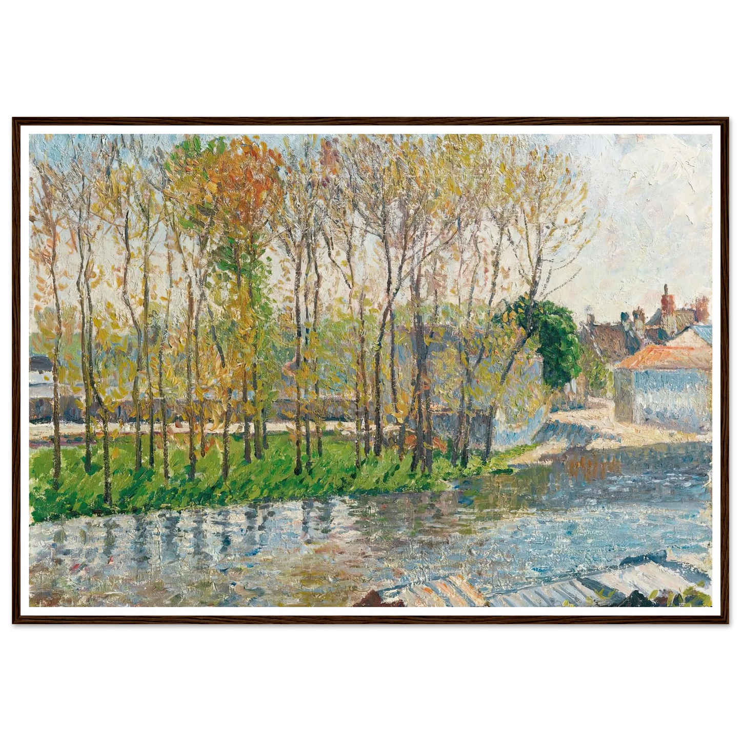 Bords Du Loing À Moret (1901) Art Print | Camille Pissarro - Framed Poster - 30x40 cm / 12x16″ - Black frame