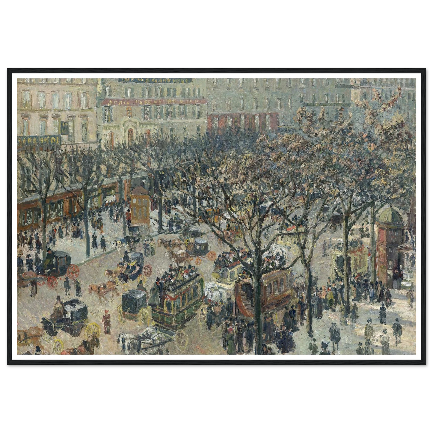 Boulevard des Italiens,Morning_Sunlight (1897) Art Print | Camille Pissarro - Framed Poster - 30x40 cm / 12x16″ - Black frame