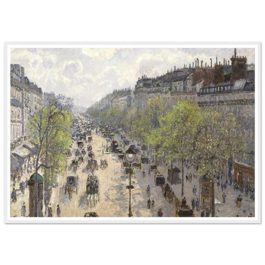 Boulevard Montmartre, Spring (1897) Art Print | Camille Pissarro - Framed Poster - 30x40 cm / 12x16″ - Black frame