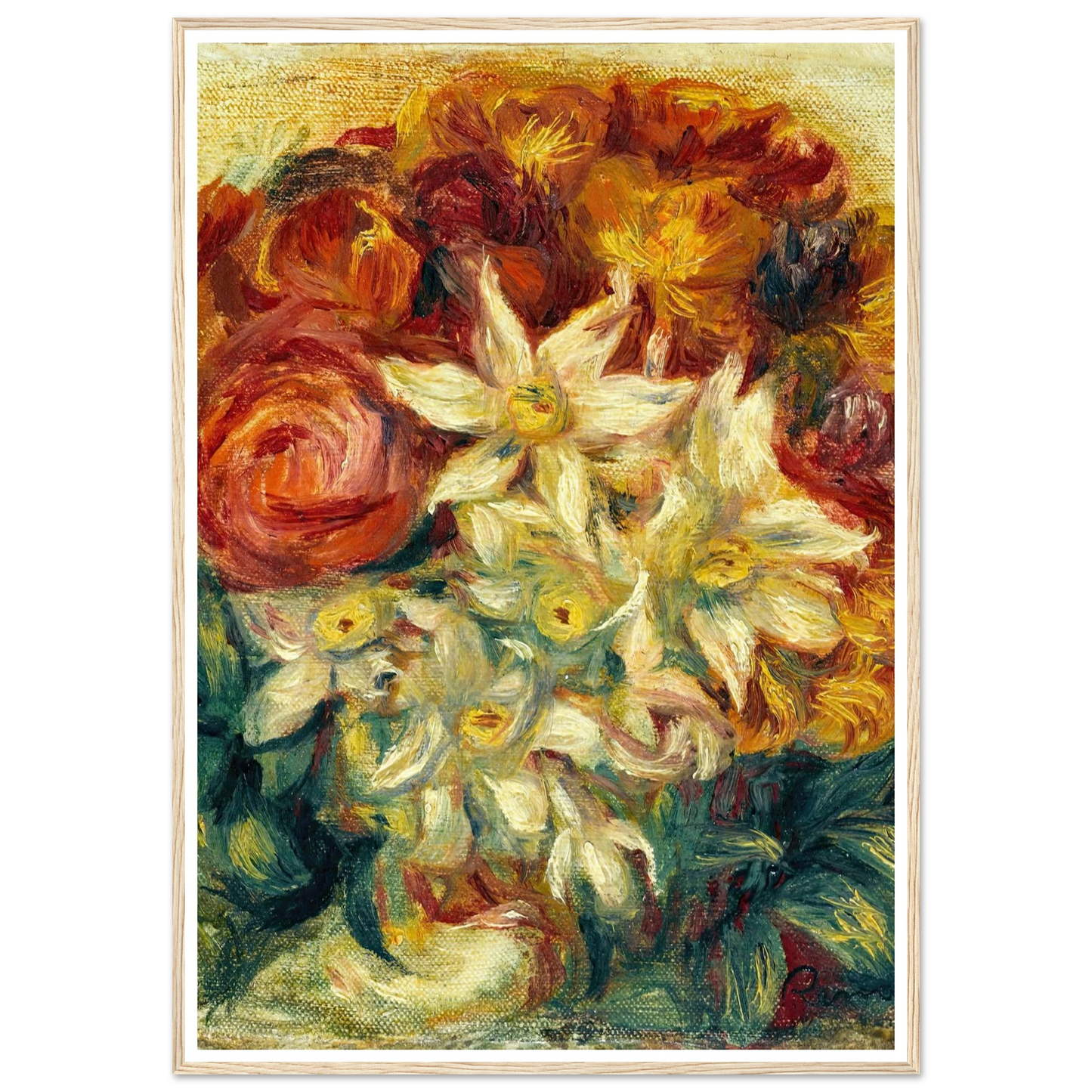 Bouquet de narcisses et de roses (1914) Art Print | Pierre Auguste Renoir - Framed Poster - 30x40 cm / 12x16″ - Black frame