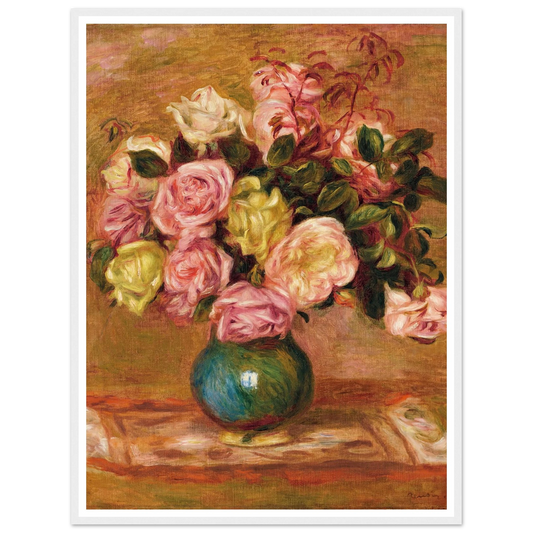 Bouquet de roses dans un vase (1906) Art Print | Pierre Auguste Renoir - Framed Poster - 30x40 cm / 12x16″ - Black frame