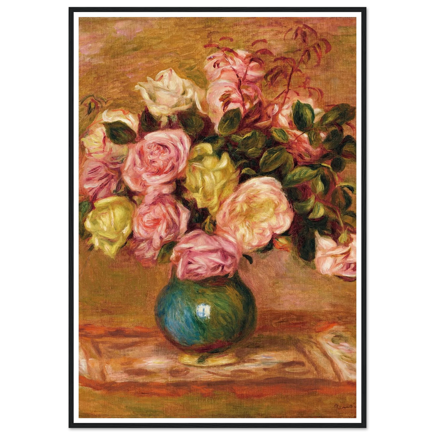 Bouquet de roses dans un vase (1906) Art Print | Pierre Auguste Renoir - Framed Poster - 30x40 cm / 12x16″ - Black frame