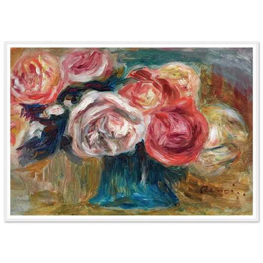 Bouquet De Roses Dans Un Vase Art Print | Pierre Auguste Renoir - Framed Poster - 30x40 cm / 12x16″ - Black frame