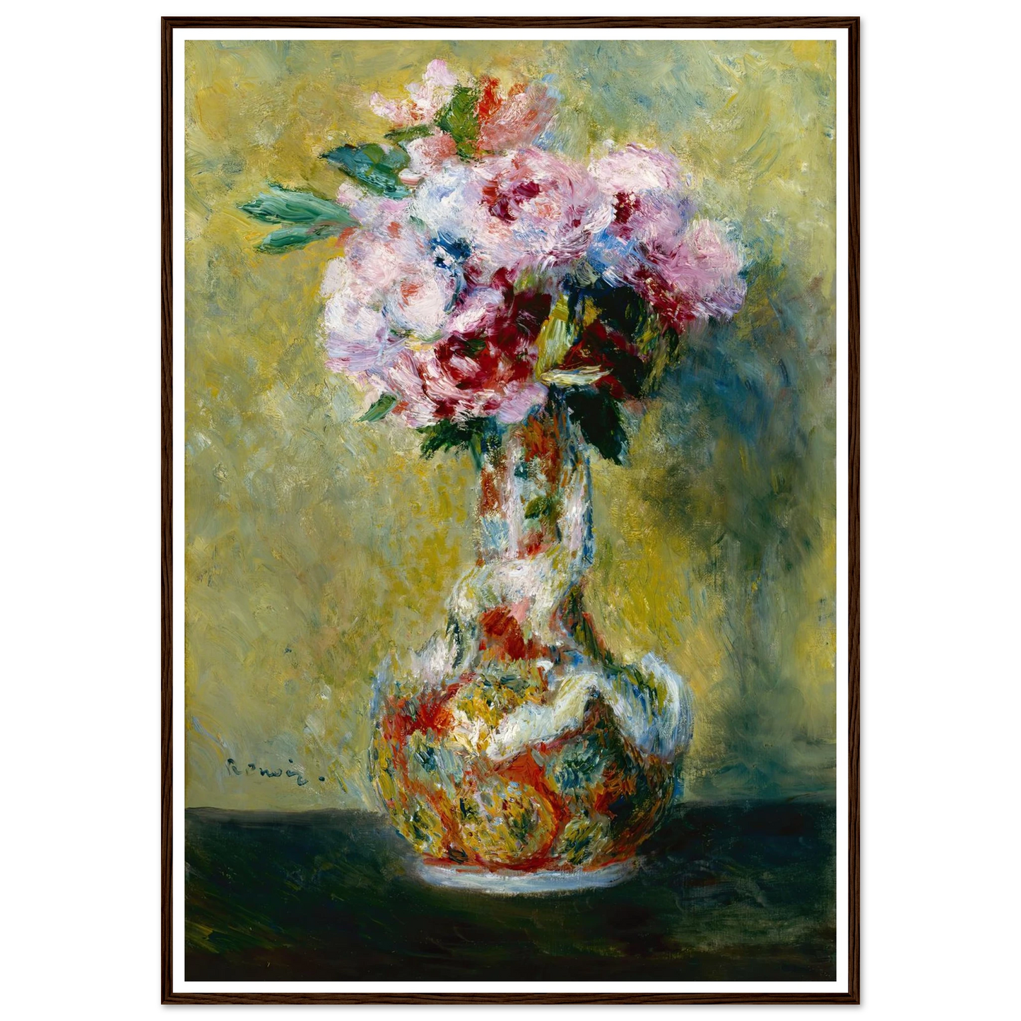 Bouquet in a Vase (1878) Art Print | Pierre Auguste Renoir - Framed Poster - 30x40 cm / 12x16″ - Black frame