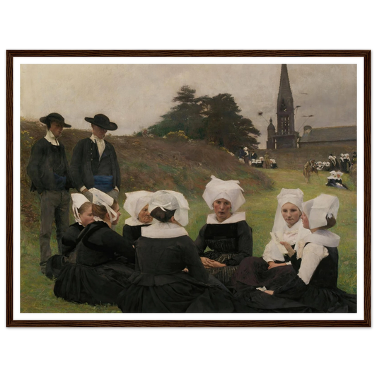 Breton Women at a Pardon (1887) Art Print | Pascal Adolphe Jean Dagnan Bouveret - Framed Poster - 30x40 cm / 12x16″ - Black frame