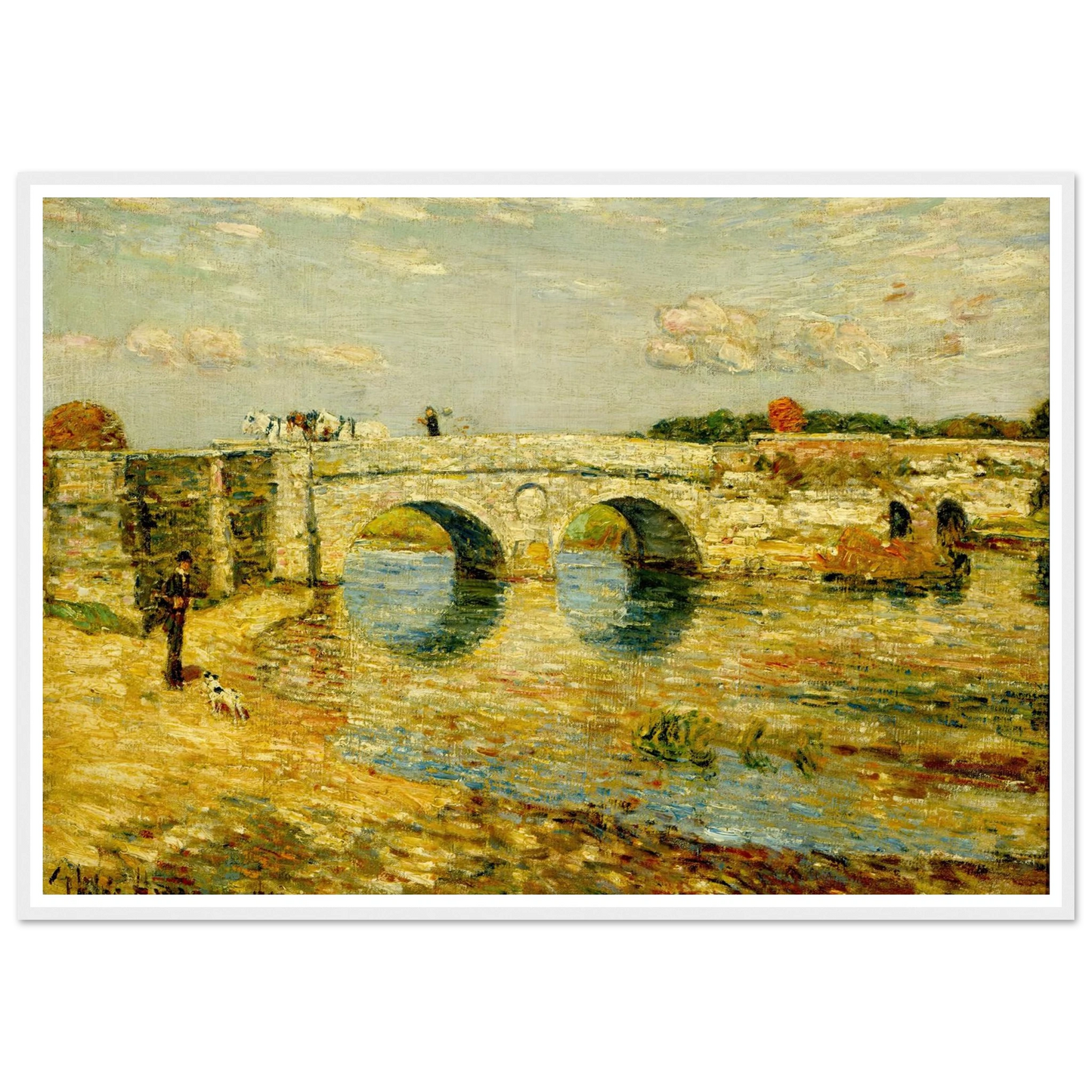 Bridge Over the Stour Art Print | Childe Hassam - Framed Poster - 30x40 cm / 12x16″ - Black frame