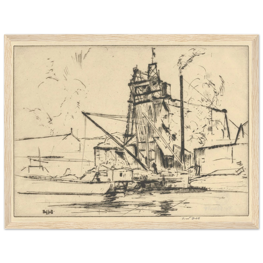 Bridgeport Docks (probably 1918) Art Print | Ernest Haskell - Framed Poster - 30x40 cm / 12x16″ - Black frame