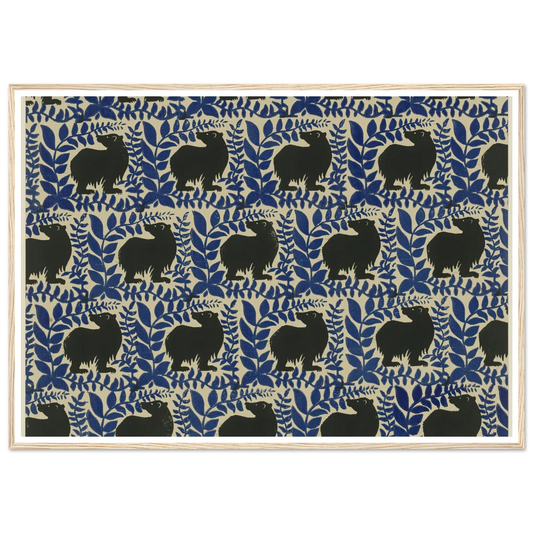 Buntpapier (Bären) (1902 - 1906) Art Print | Maria von Uchatius - Framed Poster - 30x40 cm / 12x16″ - Black frame