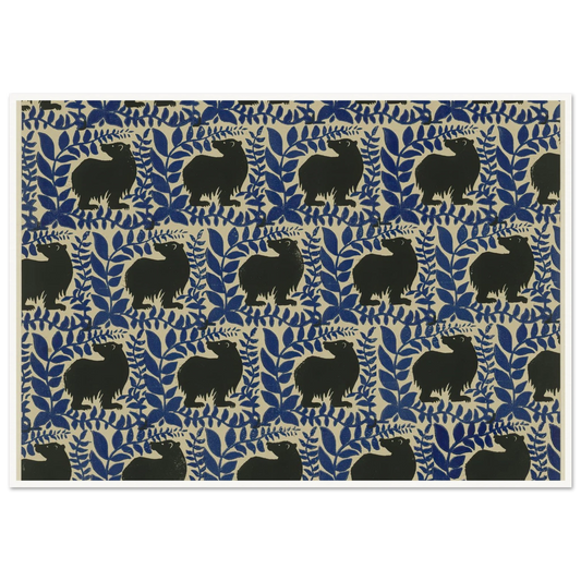 Buntpapier (Bären) (1902 - 1906) Art Print | Maria von Uchatius - Framed Poster - 30x40 cm / 12x16″ - Black frame